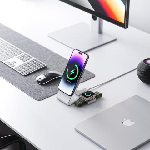 ALOGIC Matrix 3-i-1 MagSafe laddare med Apple Watch laddare och skrivbords docka - Vit