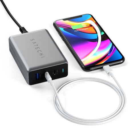 Satechi 100W GaN PD-reseladdare. Med 2 Usb-c och Usb-a